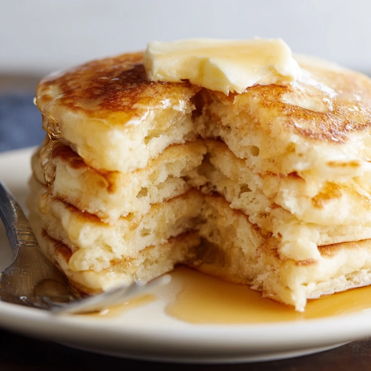 Deliciously golden-brown fluffy buttermilk pancakes, perfect for a cozy breakfast feast.  