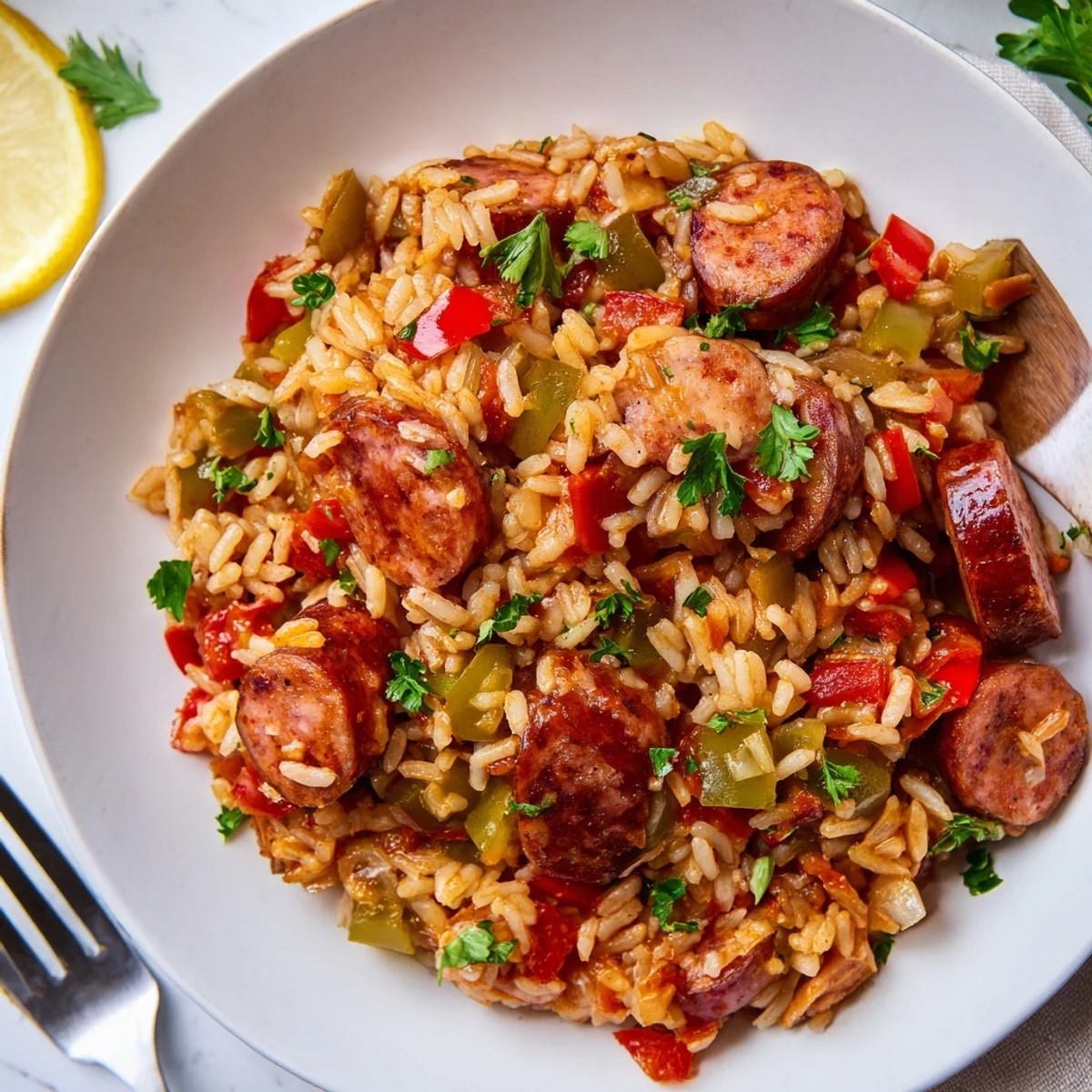 Enjoy the delicious flavors of One-Pot Spicy Sausage and Rice, perfect for easy meals.