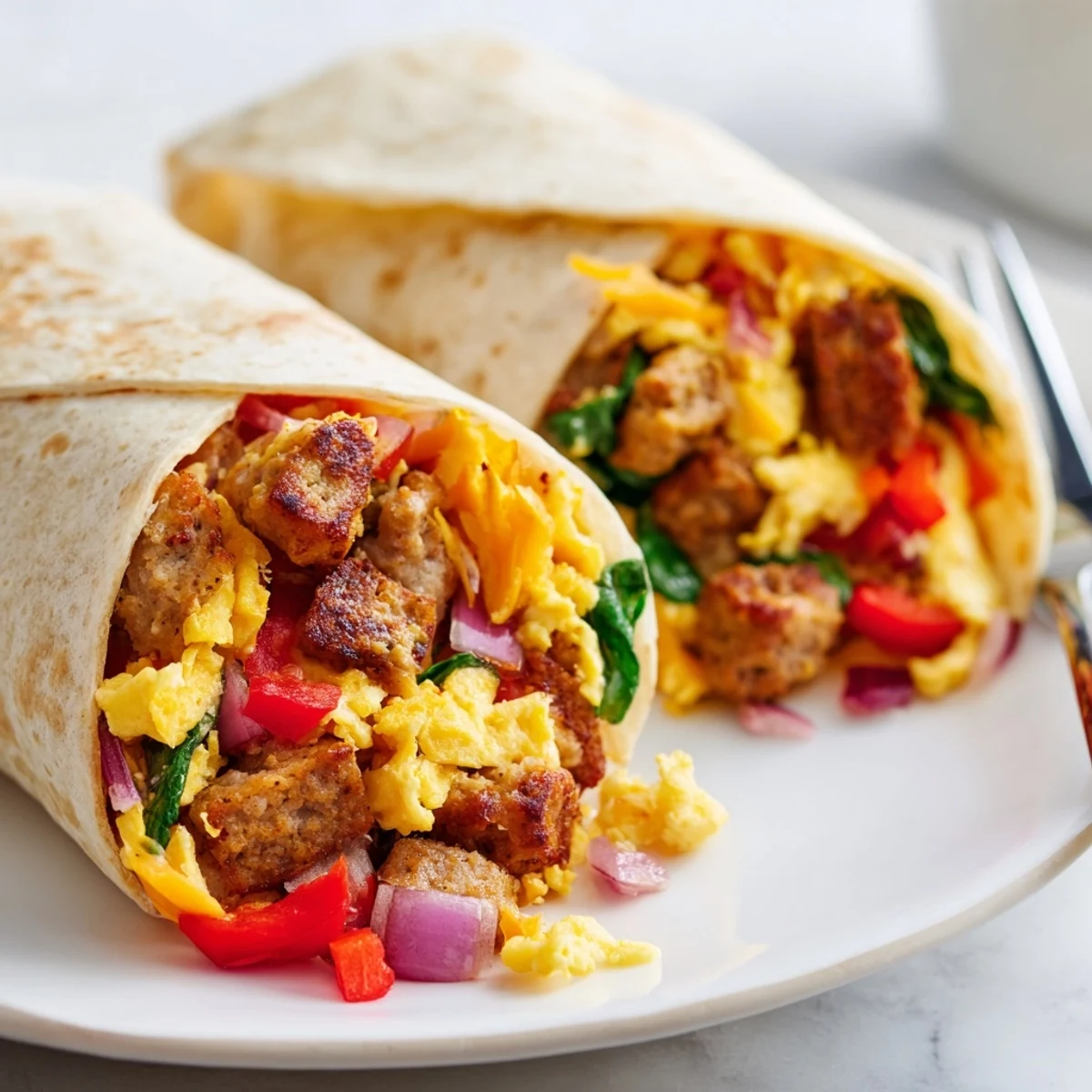 Warm Easy Breakfast Burrito topped with salsa and cilantro for a flavorful brunch.
