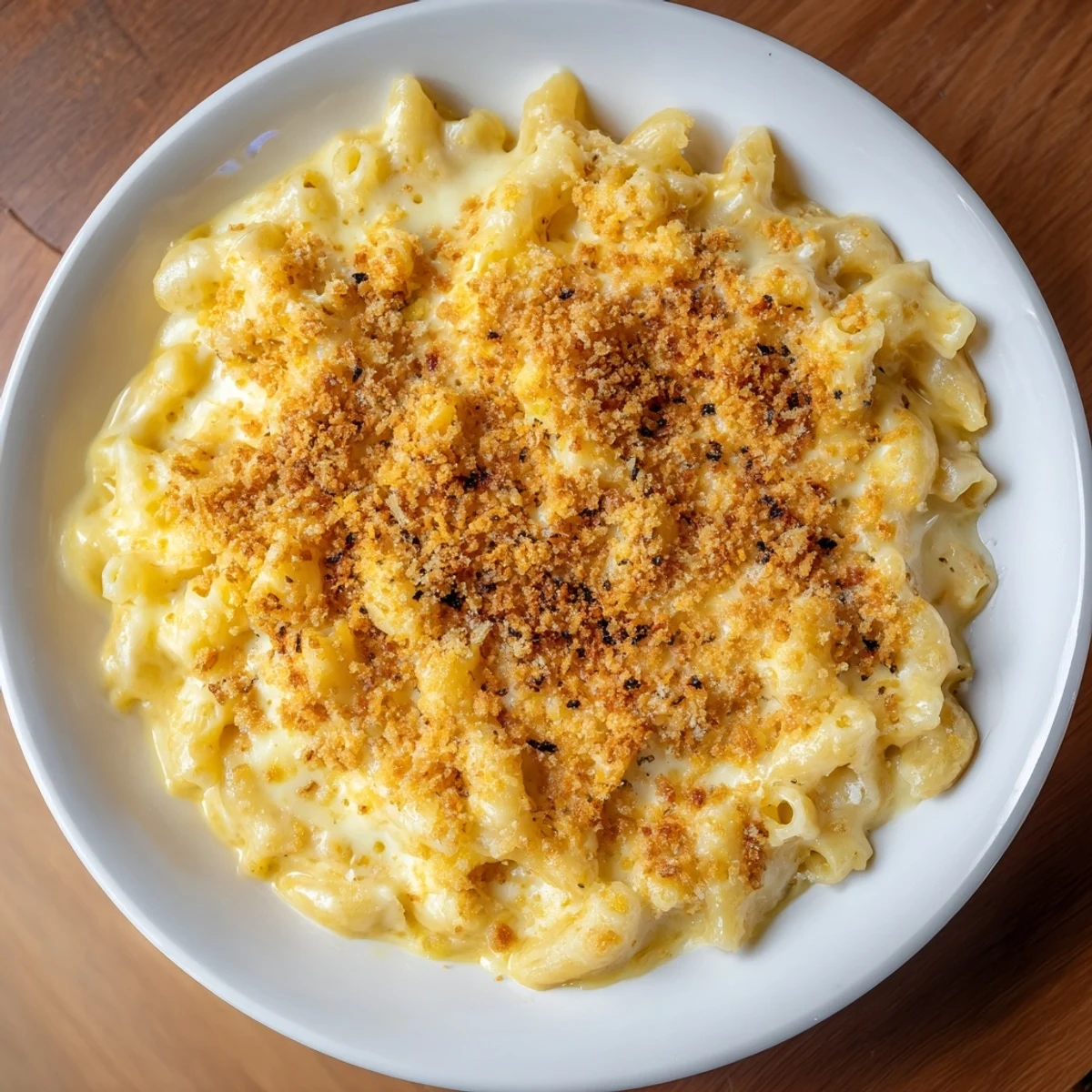 Creamy homemade Mac & Cheese with Evaporated Milk, perfectly baked and ready to scoop.