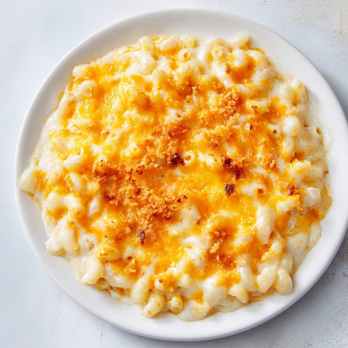 A close-up shot of rich and cheesy Mac & Cheese with Evaporated Milk, a comfort food classic.