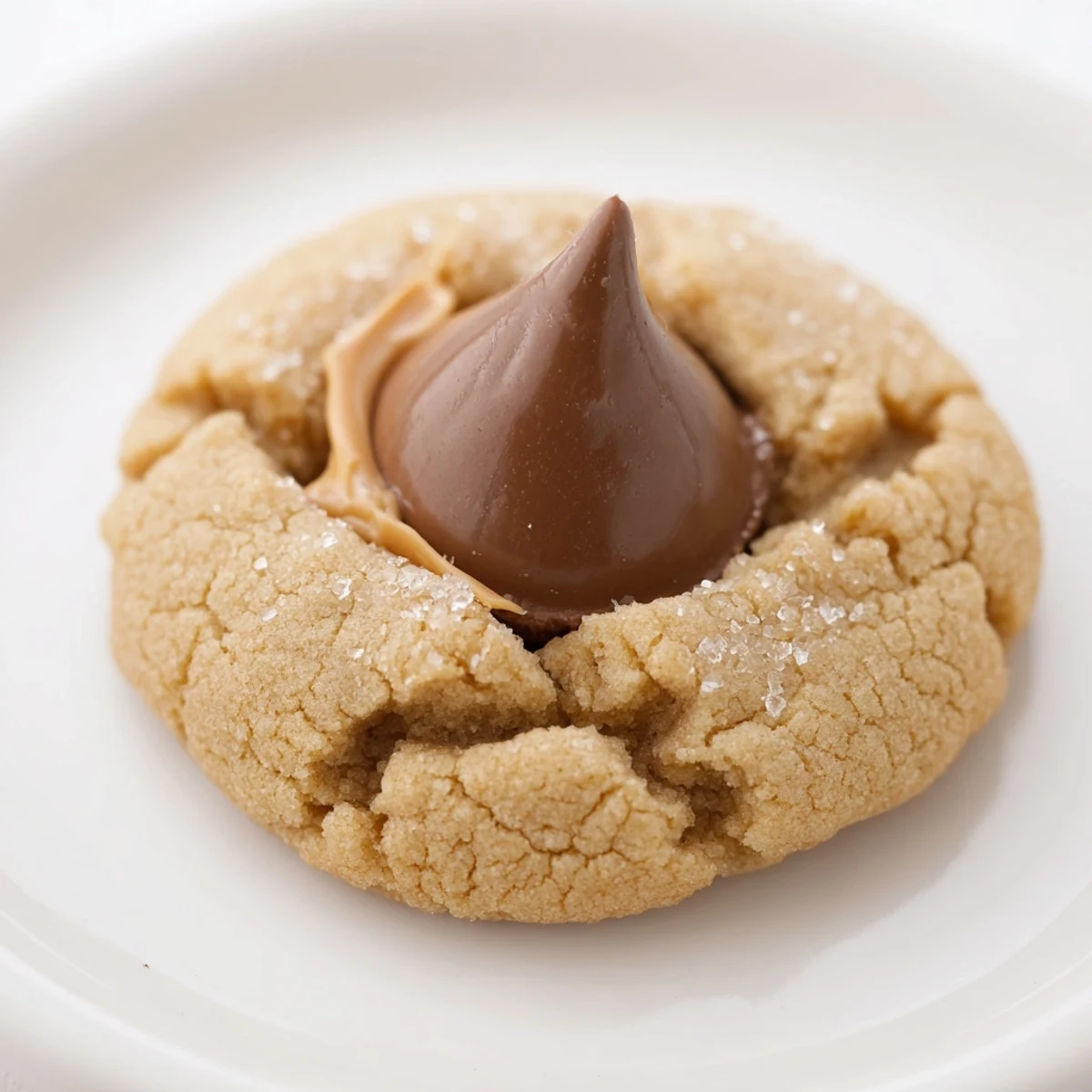Warm, golden 3-Ingredient Peanut Butter Blossoms, crowned with melted chocolate kisses, ready to savor.