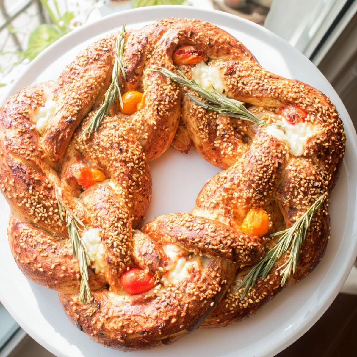 Golden brown Budget Holiday Pretzel Wreath, glistening with salt, is a perfect appetizer for sharing at holidays.