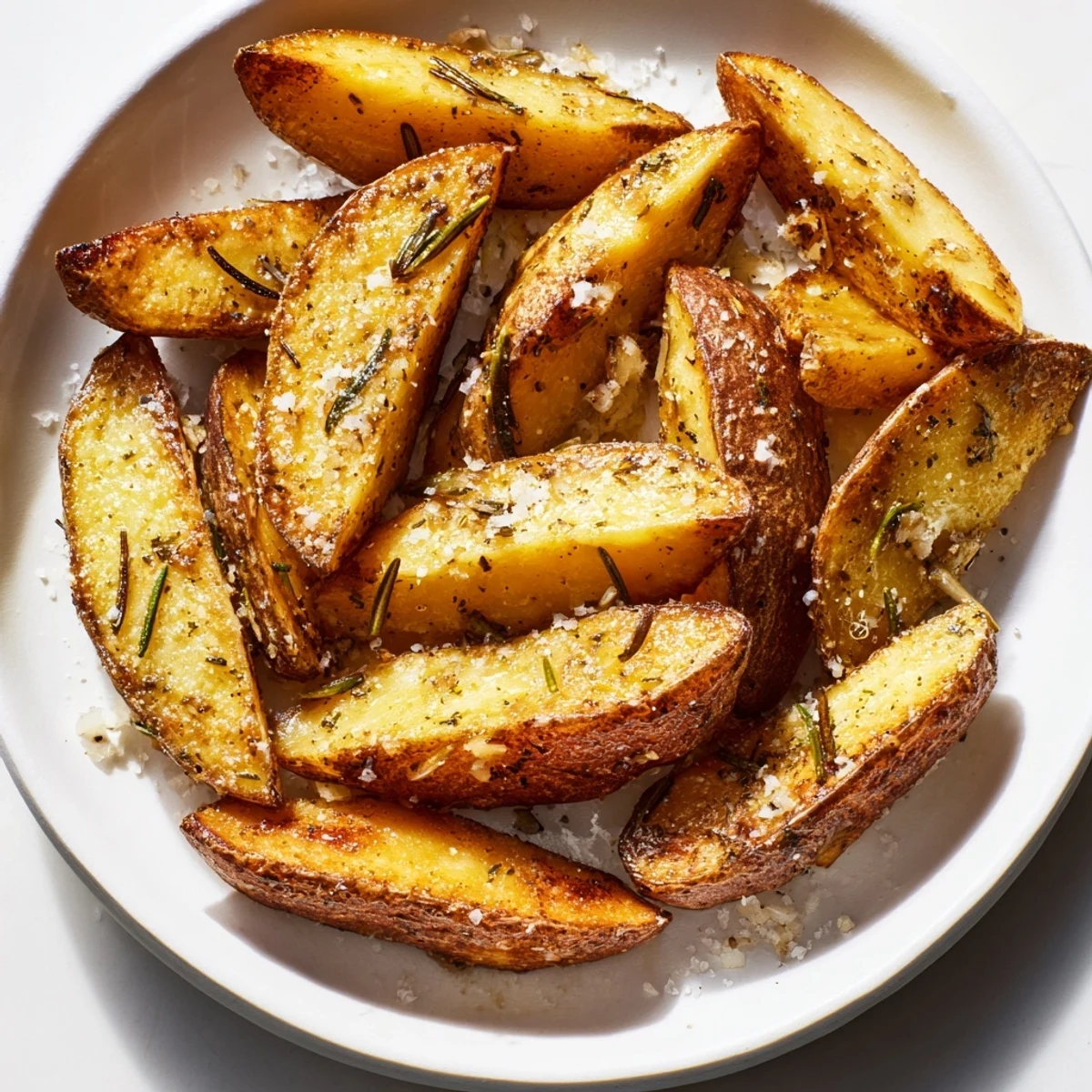 Perfectly roasted Quick Rosemary Roast Potato Wedges, golden brown and tempting, ideal side dish.