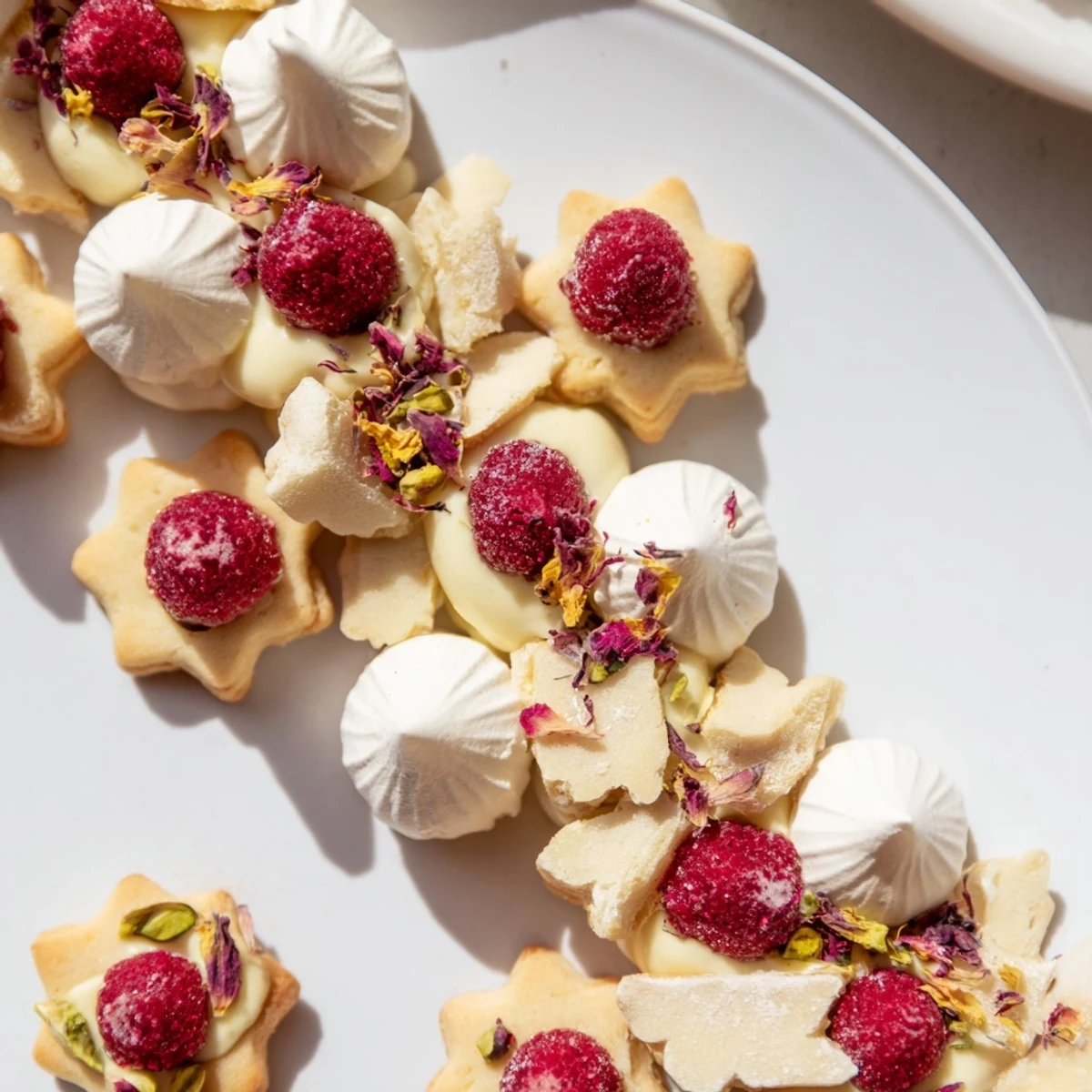 A beautiful Daisy Chain Dessert Tray overflowing with colorful mini treats makes a lovely party centerpiece.