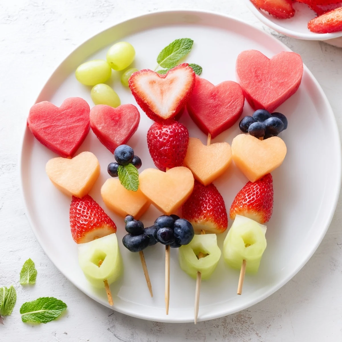 Colorful Berry Good Heart Fruit Skewers offer a refreshing, sweet mix of fresh, vibrant fruit.