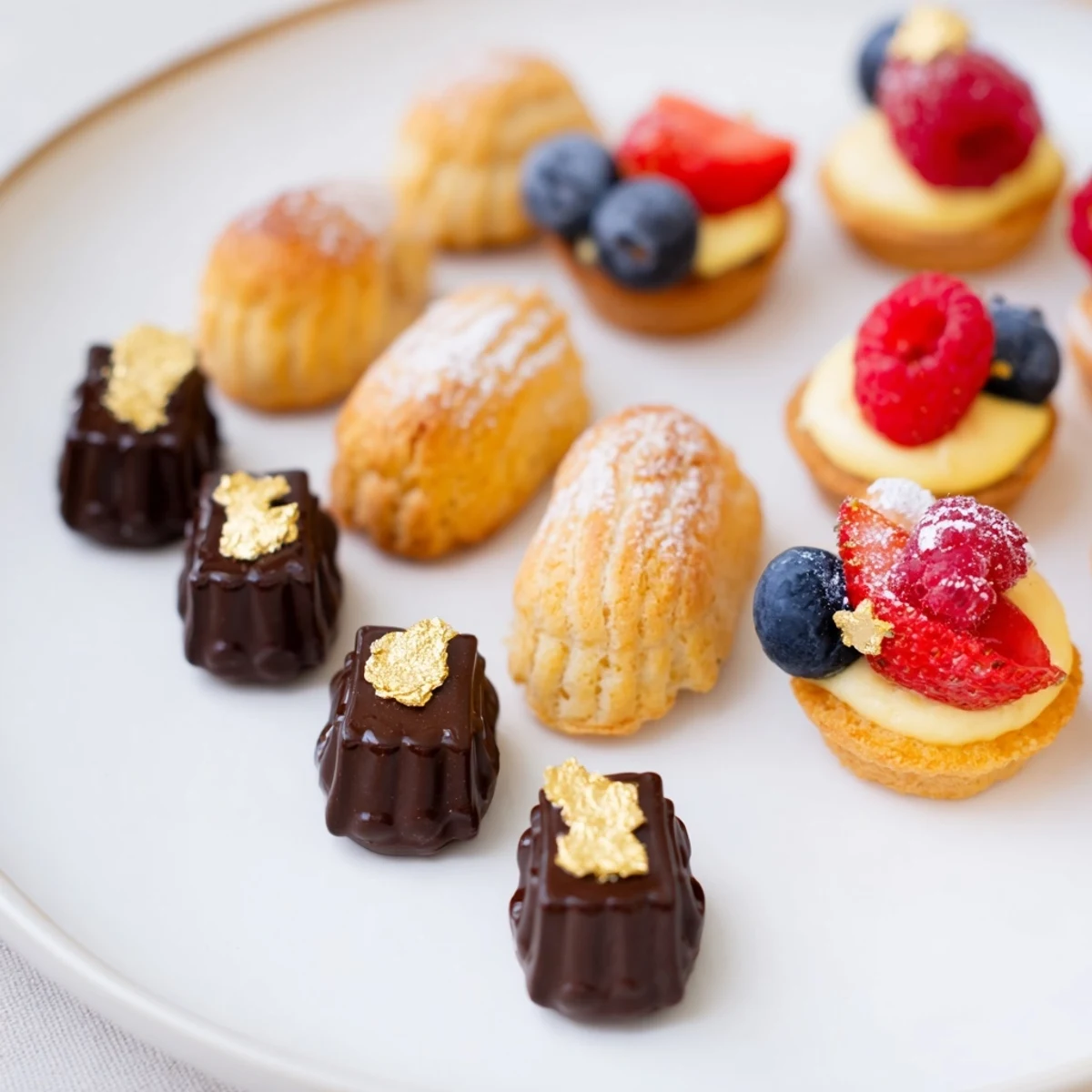 Delicate Piste de Train Mignardises, a stunning array of mini French desserts, ready to enjoy.