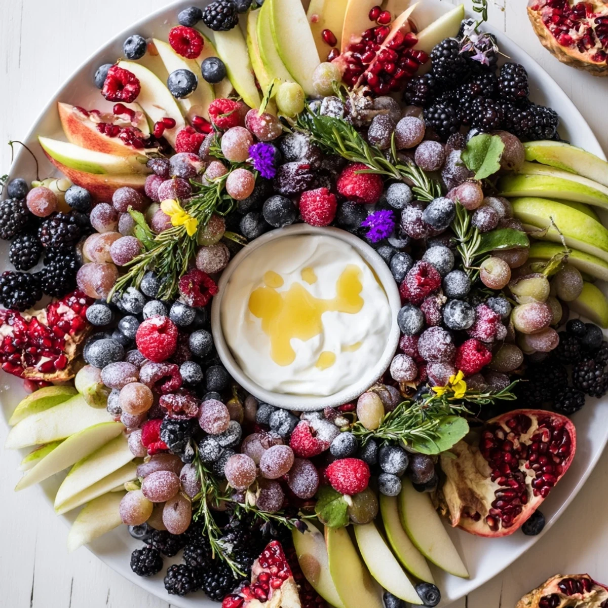 This elegant Winter Berry Wreath Fruit Board is brimming with fresh, juicy berries for serving.