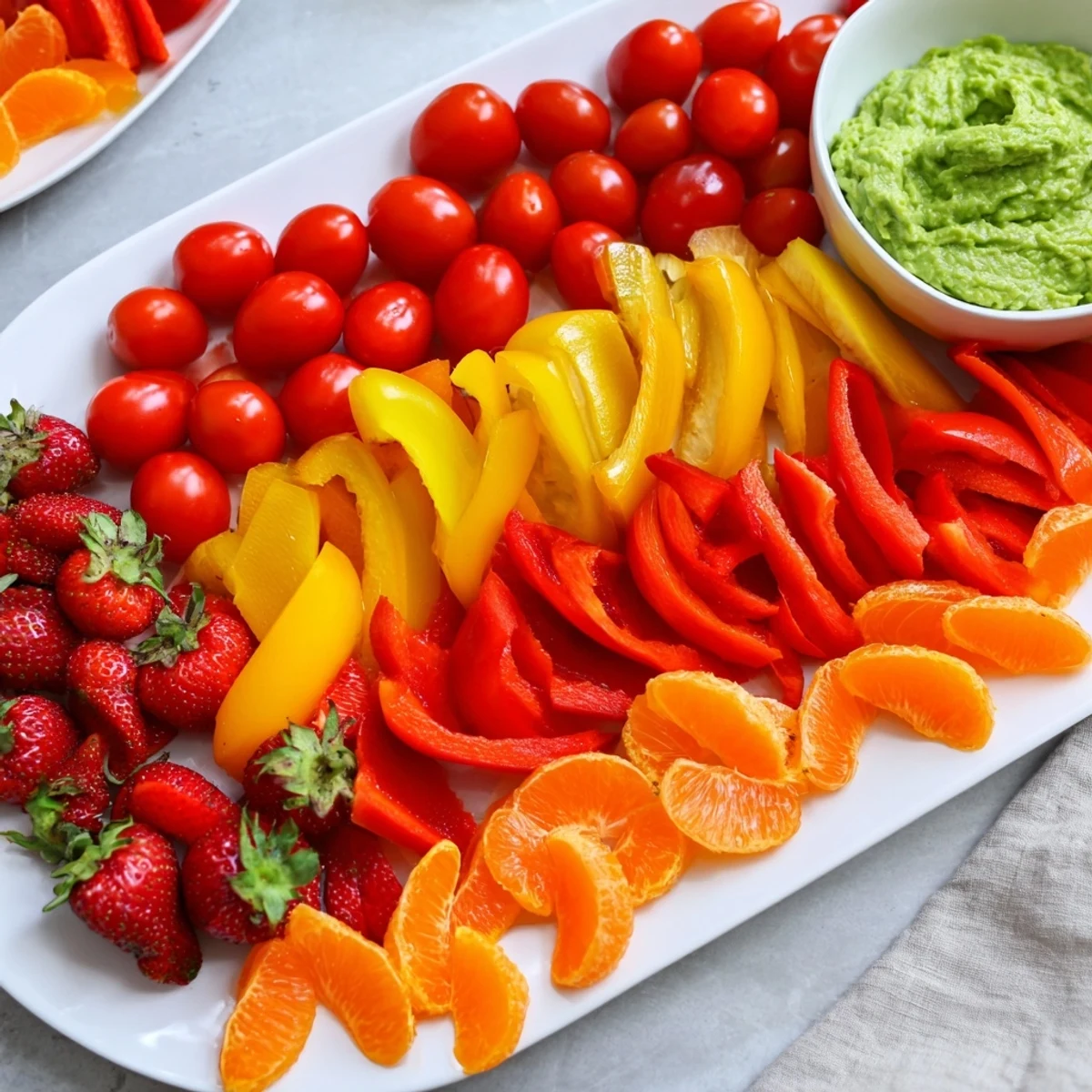 Vibrant Rainbow Pride Spectrum grazing board overflowing with colorful fruits and vegetables, ready to eat.