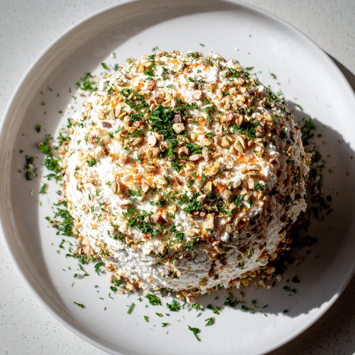 The Royal Orb cheese ball with vibrant pomegranate jewels, perfect for festive holiday appetizers.