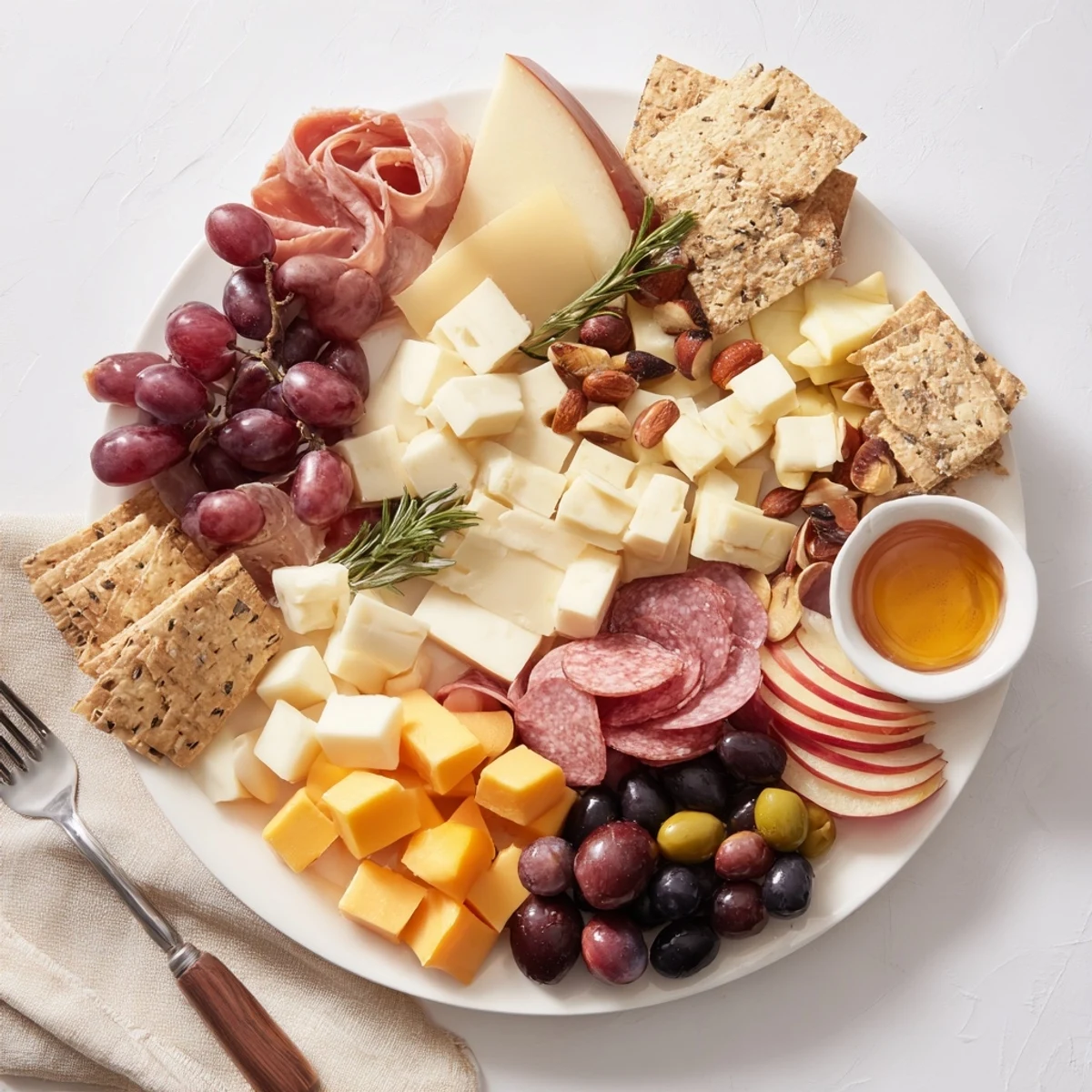 Quick Charcuterie Snack Board, arranged with colorful fruits, cheese, and meats for an easy girl dinner.