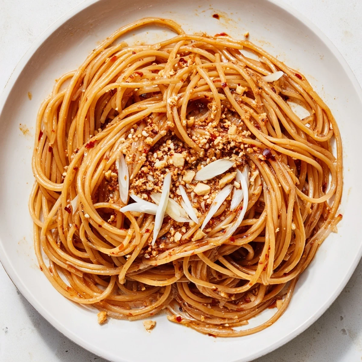 Enjoy a quick taste of homemade Garlic Chili Oil Noodles, ready in only twenty minutes.