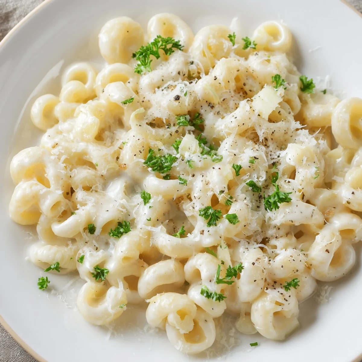 A steaming bowl of 15-Minute Creamy Garlic Butter Ditalini, perfect for a quick, comforting weeknight dinner.