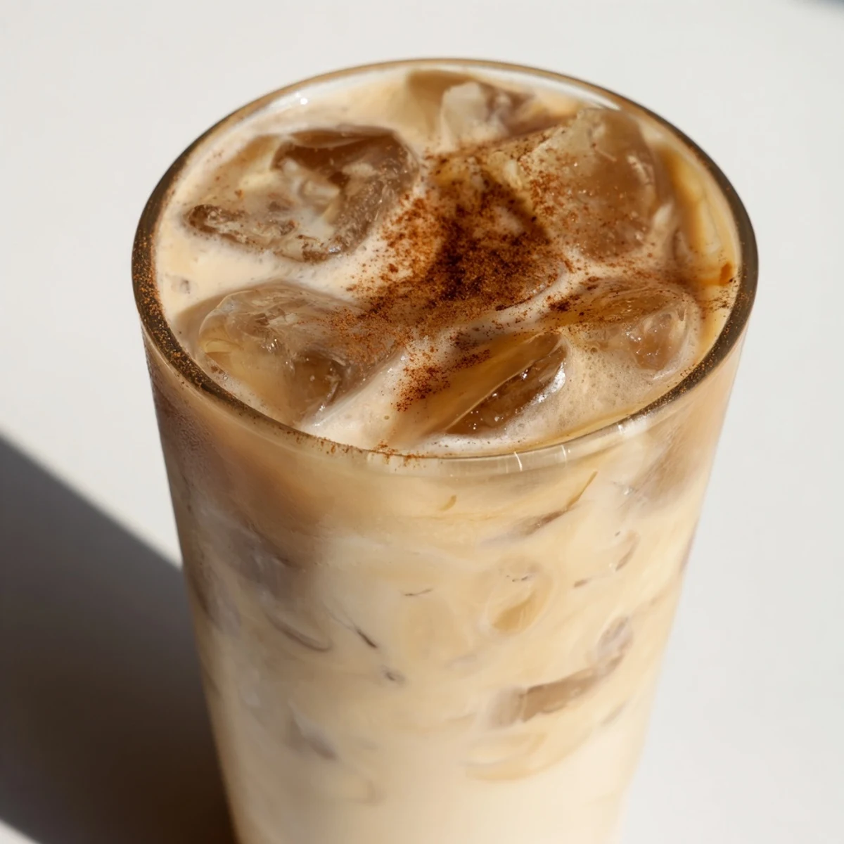 A vibrant swirl of chocolate and coffee shows a refreshing Proffee Power Blend, perfect morning beverage.