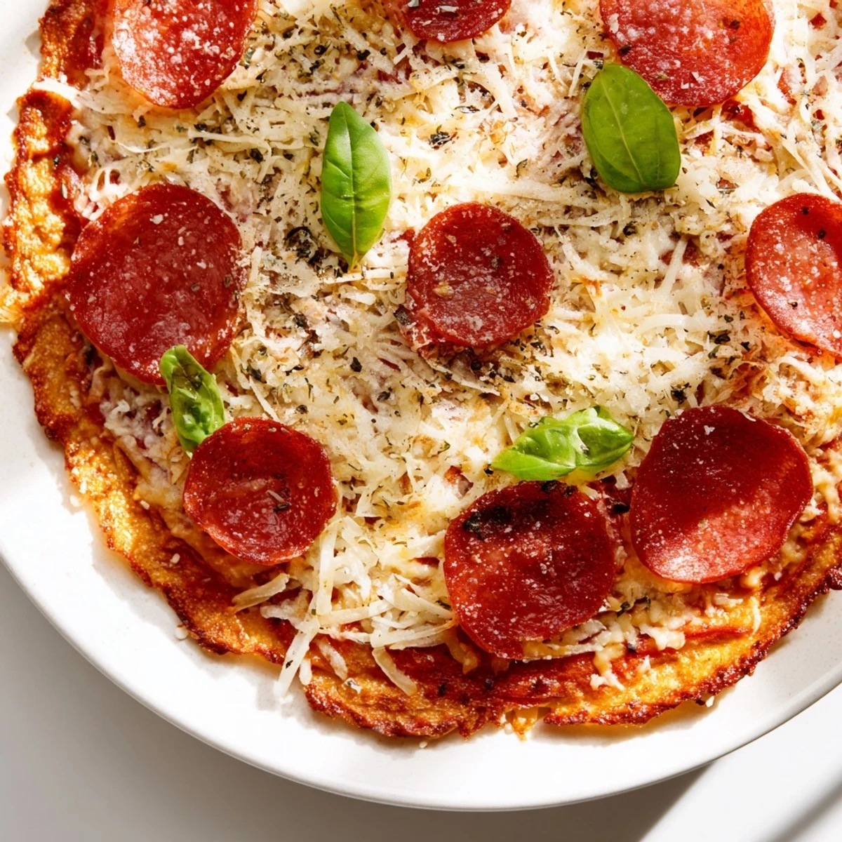 Visualize the hearty Ground Beef Pizza Base, a low-carb pizza crust with a crispy, browned edge.