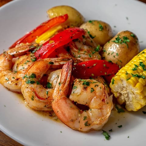 Cajun Shrimp & Sweet Corn Platter: a sizzling, vibrant dish with perfectly cooked shrimp and corn.