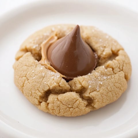 Warm, golden 3-Ingredient Peanut Butter Blossoms, crowned with melted chocolate kisses, ready to savor.