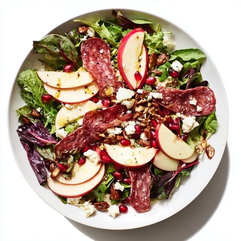 Festive Hot Girl Christmas Salad, brimming with colorful greens and savory hard salami, ready to enjoy.