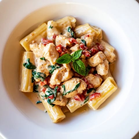 A close-up of the flavorful Budget-Friendly Marry Me Chicken Pasta, highlighting the creamy sauce and chicken.
