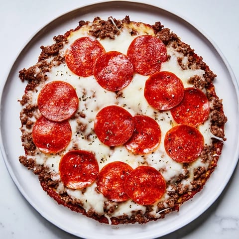 A delicious Meat Pizza Pepperoni Stack with crisp pepperoni and fresh basil, ready to enjoy.