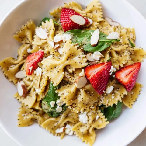 Spring Spinach Strawberry Pasta Salad