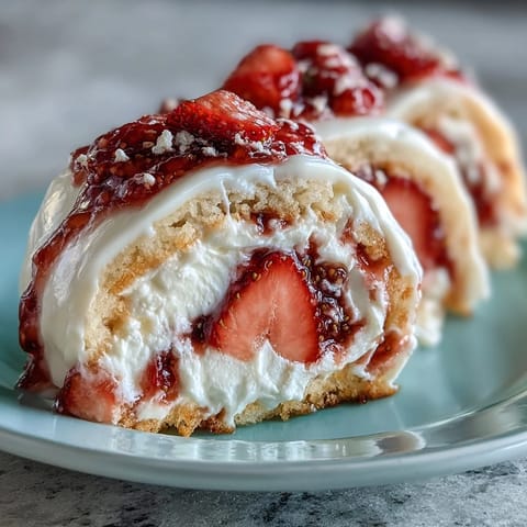 Golden crepes rolled with airy sponge cake, fresh strawberry slices, and fluffy whipped cream for a fusion dessert.