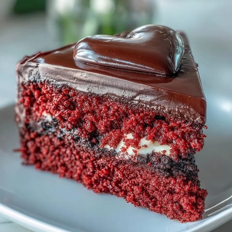 A close-up of the finished Red Betty Boop Heart Cake, showcasing the velvety cream cheese frosting and a crisp dark chocolate silhouette.