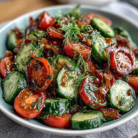 Crisp cucumber and radish salad with dill vinaigrette, a refreshing spring side dish with vibrant colors and tangy dressing.