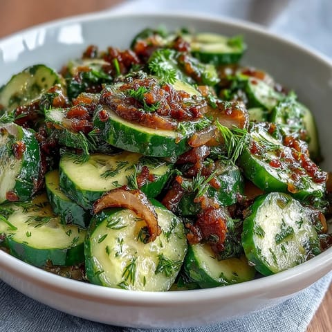 Bright, crunchy cucumber radish salad featuring a zesty dill vinaigrette, perfect for light lunches or as a fresh appetizer.