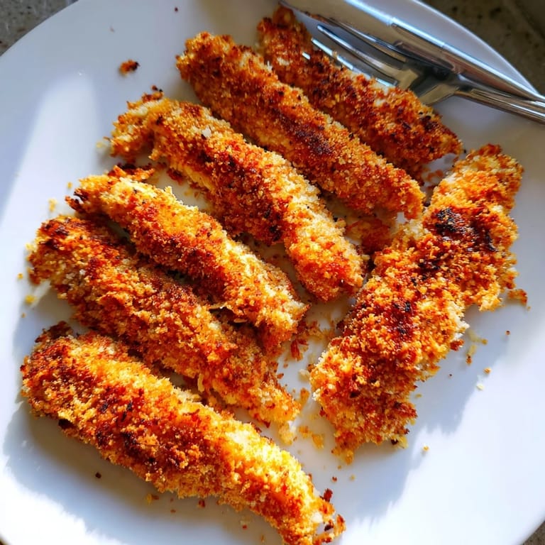 Golden, crunchy Crispy Baked Chicken Tenders ready to delight your taste buds at home.  