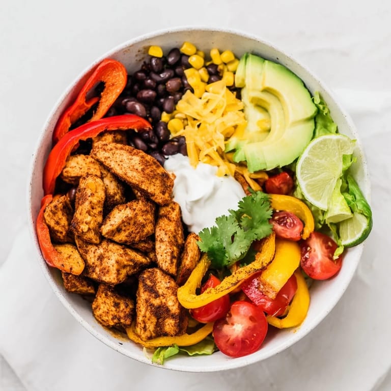 Enjoy a satisfying image of delicious Sheet Pan Chicken Burrito Bowls with tender chicken and vibrant vegetables.