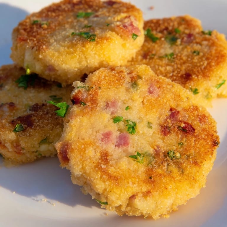 Crispy edges and a fluffy center: imagine enjoying these warm Depression-Era Ham & Potato Patties for lunch.