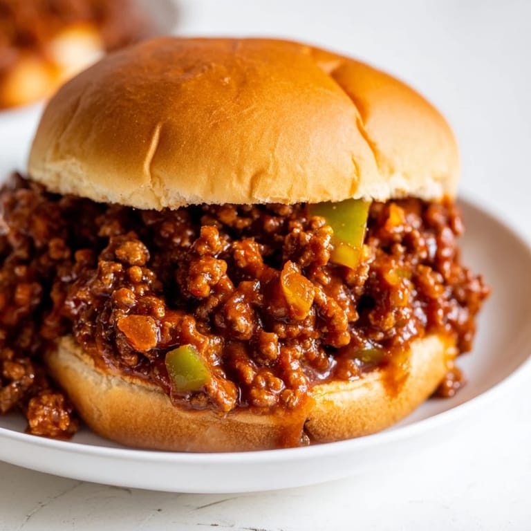 A close-up of classic homemade Sloppy Joes: a perfect family dinner, bursting with flavor and color.