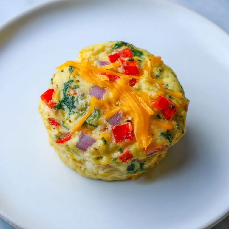 These savory Easy Christmas Morning Egg Muffins boast vibrant vegetables and melted cheddar, ready to eat.