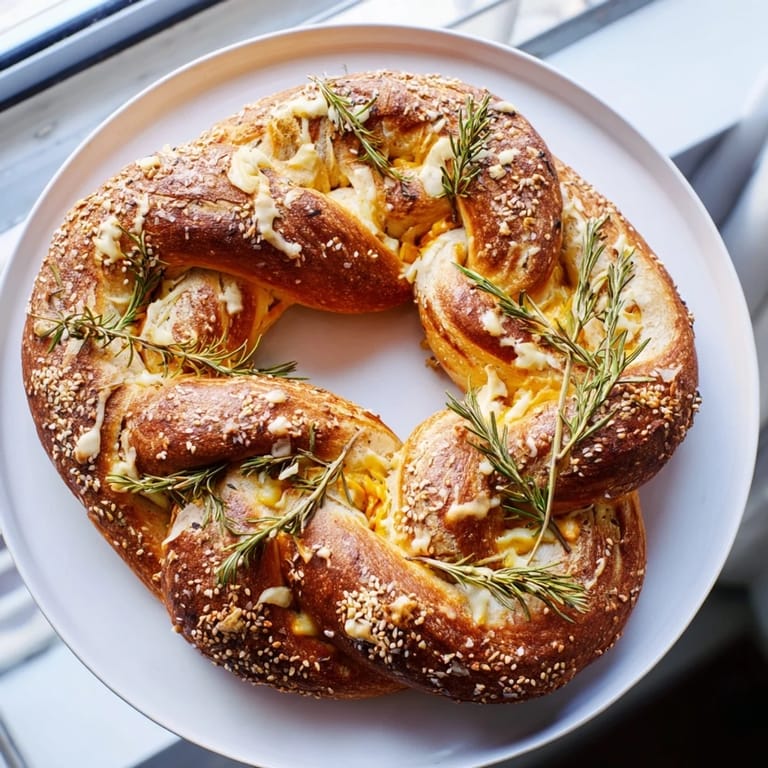 This delicious homemade Budget Holiday Pretzel Wreath, shaped into festive rings, is ready to serve warm.