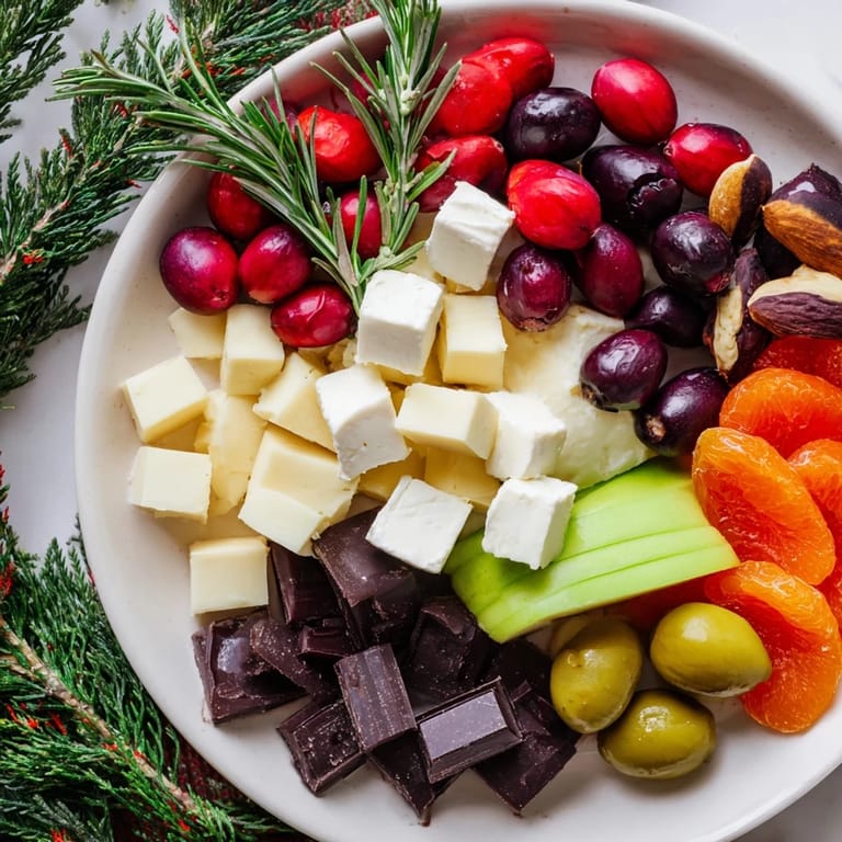 This Cranberry Joy Tree Board features vibrant red cranberries and green grapes for a festive appetizer spread.