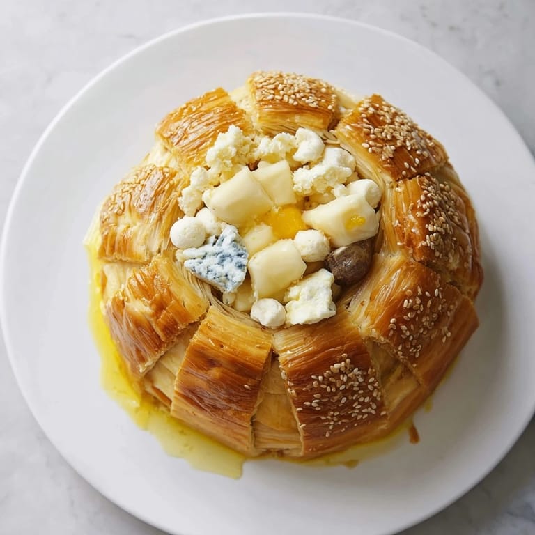 A close-up shows the beautiful Gilded Cage, a warm crust of breadsticks filled with rich cheeses.