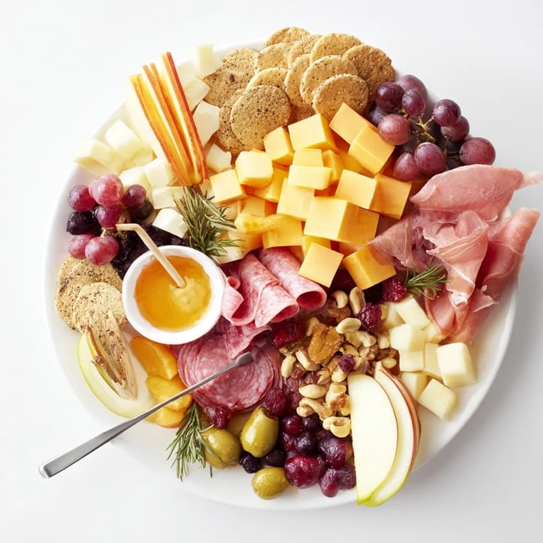 A Girl Dinner Charcuterie Snack Board, a simple yet elegant spread with grapes and olives ready to enjoy.