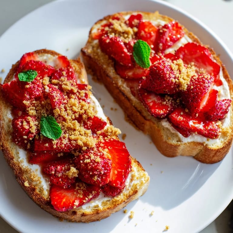 Picture this: perfectly plated Strawberry Cheesecake Toast, a delightful dessert-style breakfast or brunch idea.