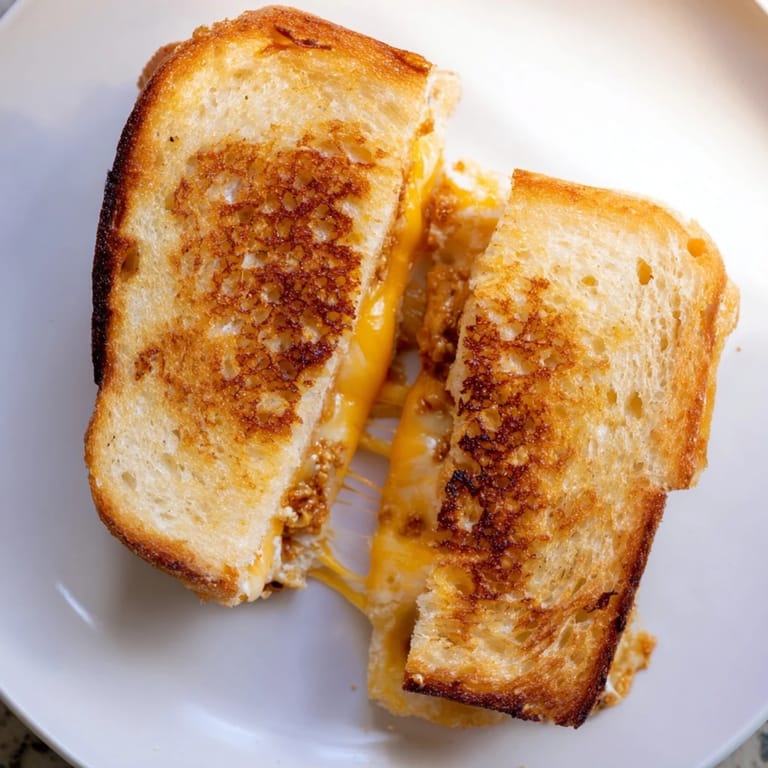 Crispy sourdough slices encase melty cheddar in this Honey Chipotle Butter Grilled Cheese, ready to be devoured.