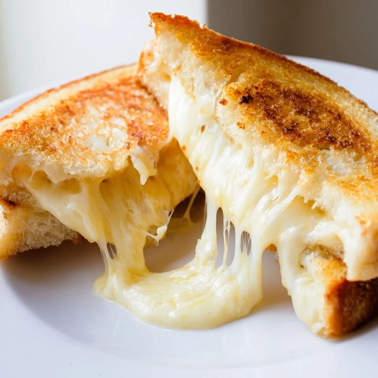 The ultimate Triple Cheese Sourdough Grilled Cheese, showcasing thick sourdough slices loaded with layers of melted cheddar and provolone for a perfect bite.