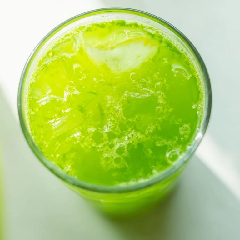 Close-up shot of fresh celery, ginger, lemon, and mint ingredients beside a pitcher of the homemade Celery Ginger Lemon Juice.