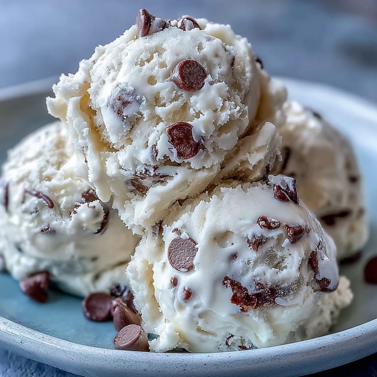 A bowl of chilled Greek Yogurt Cookie Dough topped with extra chocolate chips for a sweet treat.