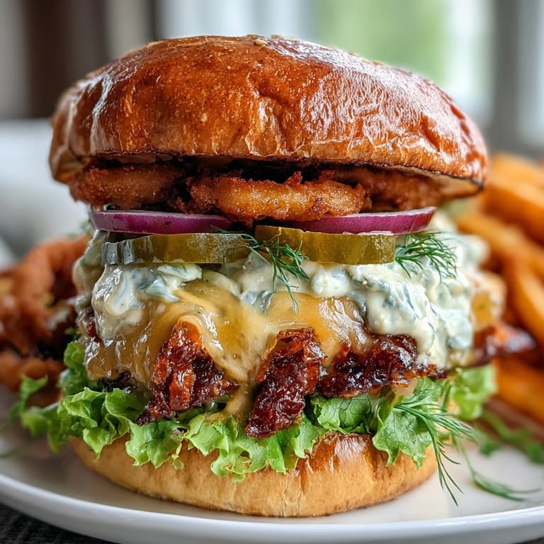 Crispy-edged beef patty, smashed thin and topped with secret sauce, shredded lettuce, pickles, and onions on a buttery toasted bun.