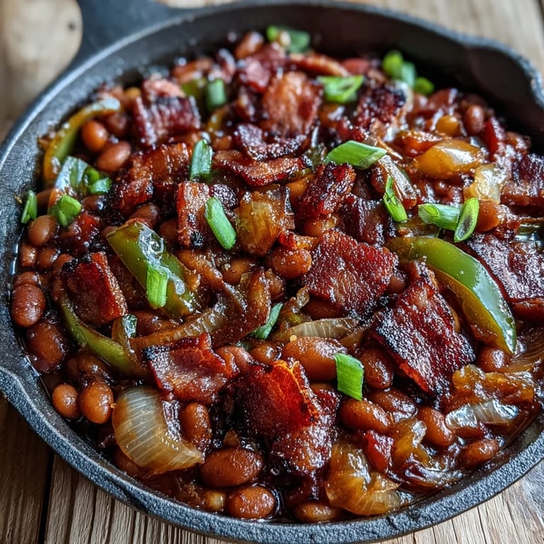Serving up soulful Juneteenth BBQ Baked Beans, rich with molasses and spices.